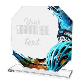 Skleněná trofej CR2024302M24 | Cyklistika Výška cm: 15, BRONZ