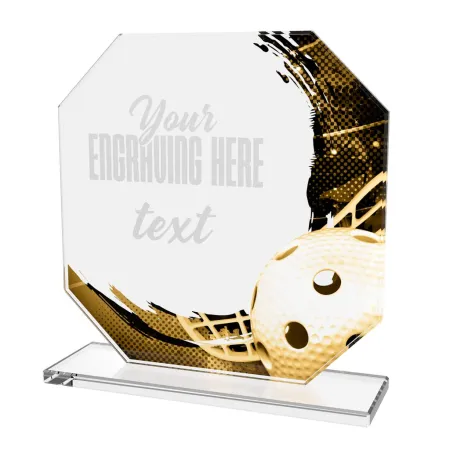 Skleněná trofej CR2024302M25 | Florbal Výška cm: 13, BRONZ