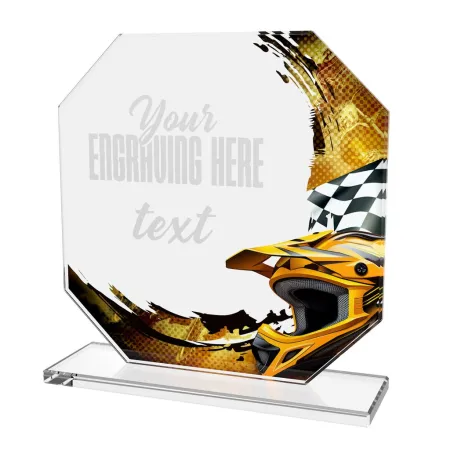 Skleněná trofej CR2024302M31 | Motorsport Výška cm: 15, PLNOBAREVNÁ