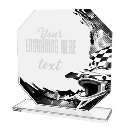 Skleněná trofej CR2024302M31 | Motorsport Výška cm: 15, PLNOBAREVNÁ