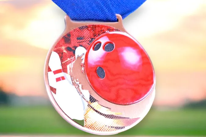 Medaile MDLMIDM38 | Bowling Barva: stříbro, Stuha: ST14