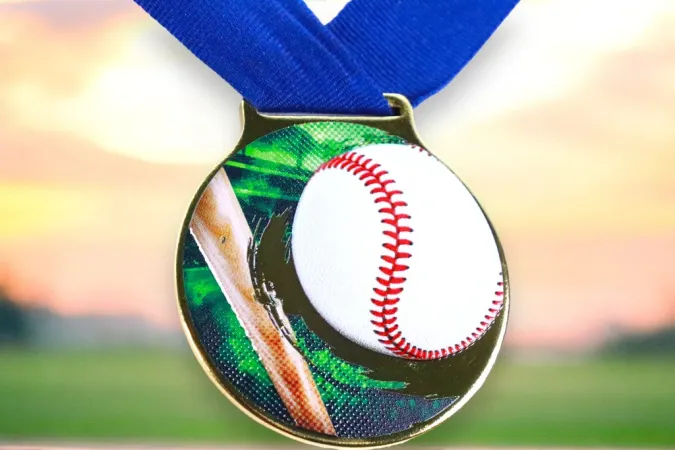 Medaile MDLMIDM40 | Baseball Barva: zlato, Stuha: ST17