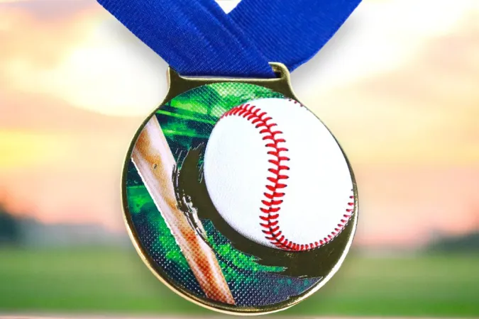 Medaile MDLMIDM40 | Baseball Barva: zlato, Stuha: ST17