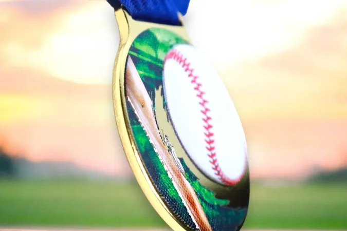Medaile MDLMIDM40 | Baseball Barva: zlato, Stuha: ST17