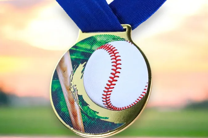 Medaile MDLMIDM40 | Baseball Barva: zlato, Stuha: ST17
