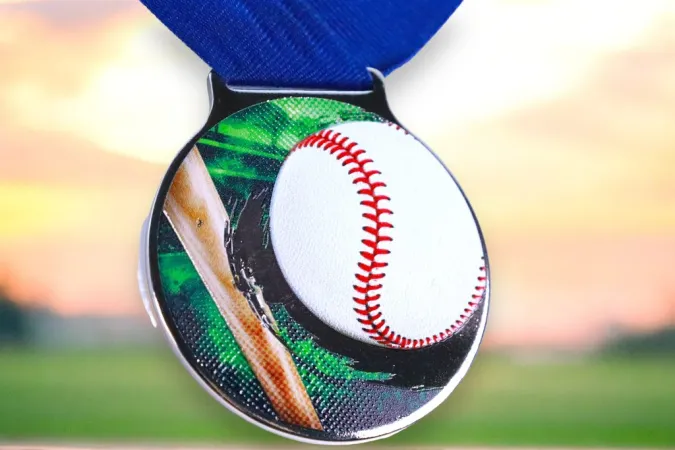 Medaile MDLMIDM40 | Baseball Barva: zlato, Stuha: ST17