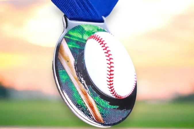 Medaile MDLMIDM40 | Baseball Barva: zlato, Stuha: ST17