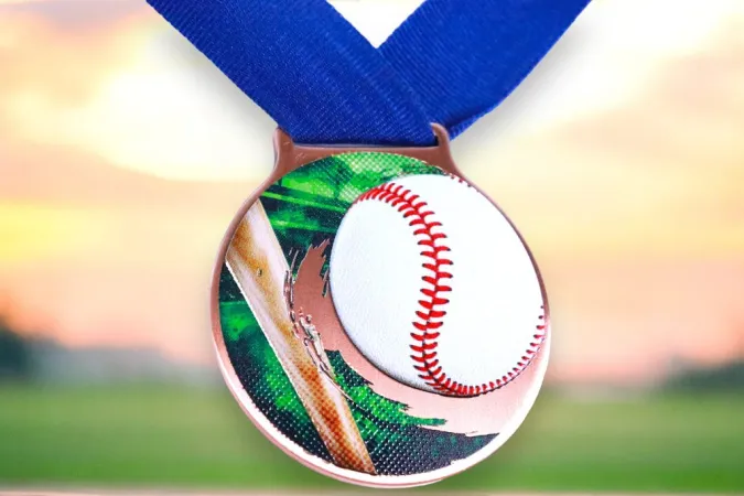 Medaile MDLMIDM40 | Baseball Barva: zlato, Stuha: ST17