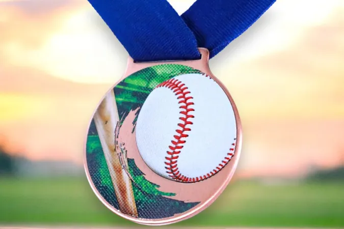 Medaile MDLMIDM40 | Baseball Barva: zlato, Stuha: ST17