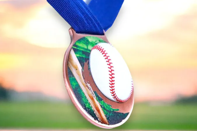 Medaile MDLMIDM40 | Baseball Barva: zlato, Stuha: ST17