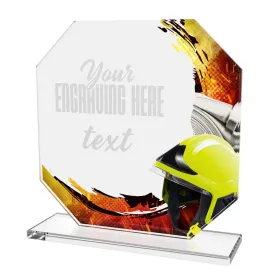 Skleněná trofej CR2024302M32 | Hasiči Výška cm: 13, BRONZ