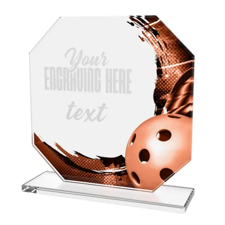 Skleněná trofej CR2024302M38 | Pickleball Výška cm: 13, ZLATO