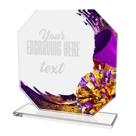 Skleněná trofej CR2024302M39 | Roztleskávačky Výška cm: 13, BRONZ