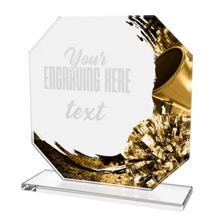 Skleněná trofej CR2024302M39 | Roztleskávačky Výška cm: 13, BRONZ