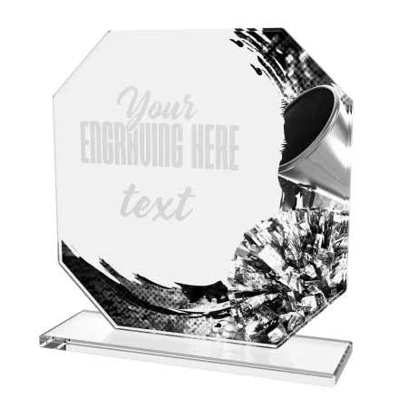 Skleněná trofej CR2024302M39 | Roztleskávačky Výška cm: 13, BRONZ