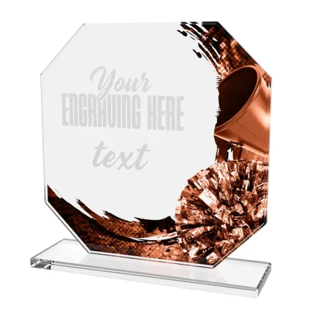 Skleněná trofej CR2024302M39 | Roztleskávačky Výška cm: 13, BRONZ