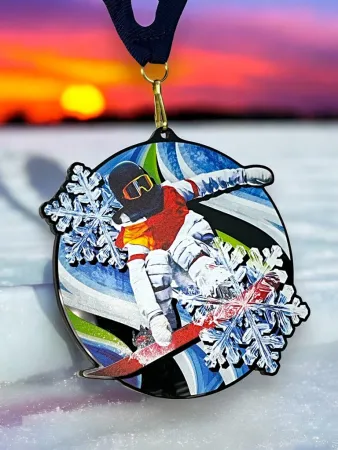 Akrylátová medaile MDABL M45 | Snowboard Stuha: ST1, MD průměr: 8