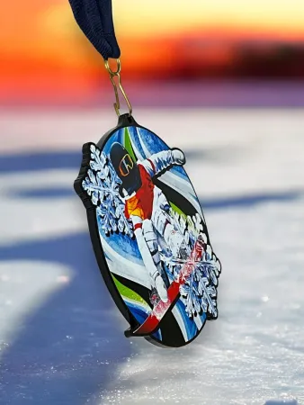 Akrylátová medaile MDABL M45 | Snowboard Stuha: ST1, MD průměr: 8