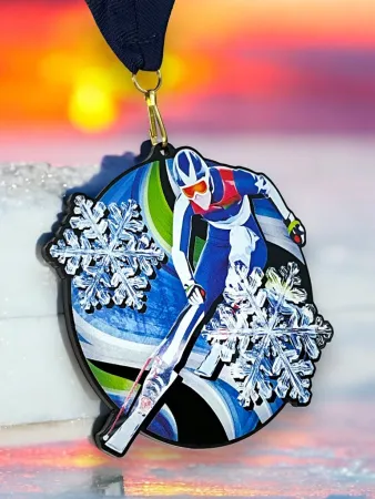 Akrylátová medaile MDABL M46 | Sjezdové lyžování Stuha: ST4, MD průměr: 8