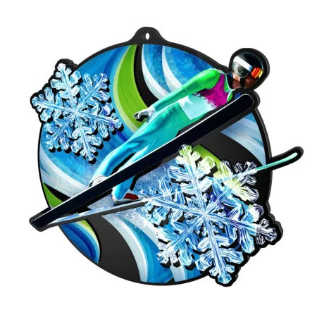 Akrylátová medaile MDABL M48 | Skoky na lyžích Stuha: ST14, MD průměr: 9