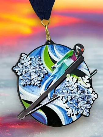 Akrylátová medaile MDABL M48 | Skoky na lyžích Stuha: ST14, MD průměr: 9