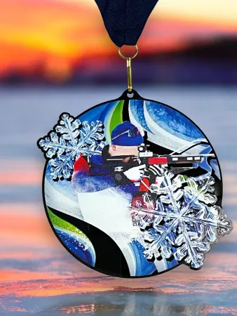 Akrylátová medaile MDABL M52 | Biatlon Stuha: ST2, MD průměr: 6