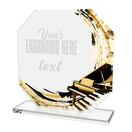 Skleněná trofej CR2024302M48 | Hudba Výška cm: 15, BRONZ