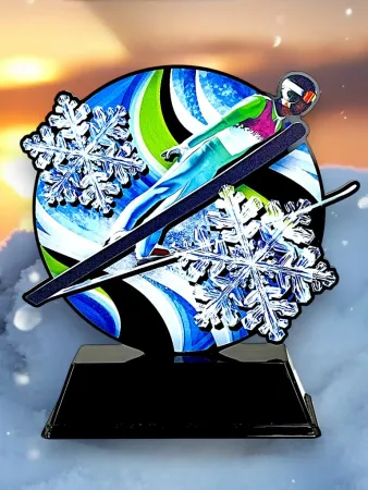Akrylátová trofej FABM48 | Skoky na lyžích Výška cm: 10, plnobarevná