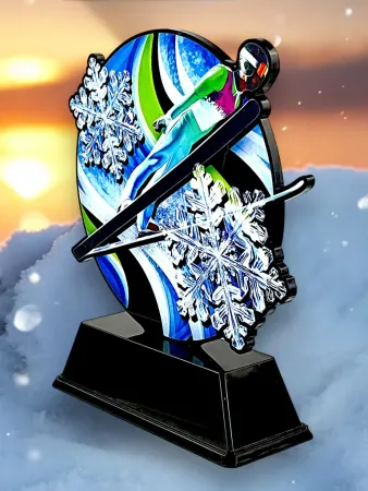 Akrylátová trofej FABM48 | Skoky na lyžích Výška cm: 10, plnobarevná