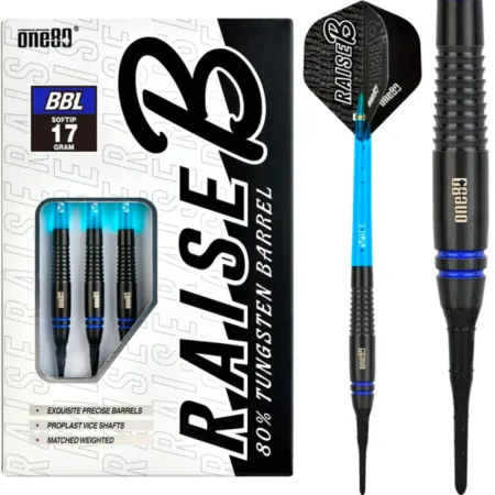 One80 Šipky Raise B - Black - Blue Rings - 17g