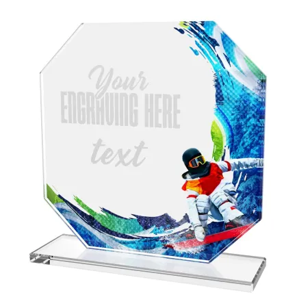 Skleněná trofej CR2024302M54 | Snowboard Výška cm: 13, STŘÍBRO