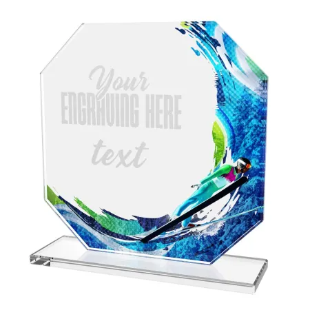 Skleněná trofej CR2024302M57 | Skoky na lyžích Výška cm: 17, PLNOBAREVNÁ