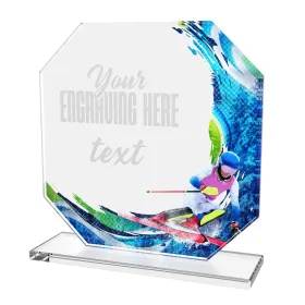 Skleněná trofej CR2024302M59 | Sjezdové lyžování Výška cm: 15, BRONZ