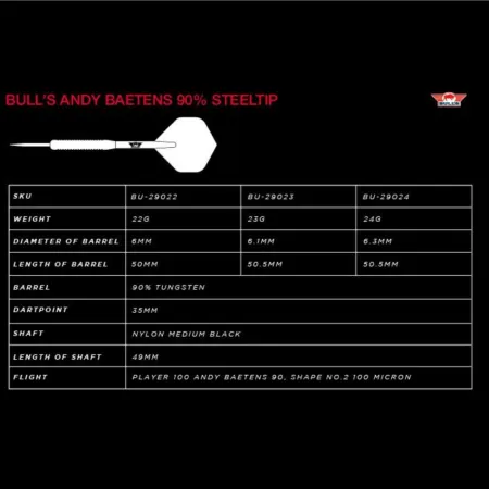 Bull's NL Šipky Steel Andy Baetens - 23g