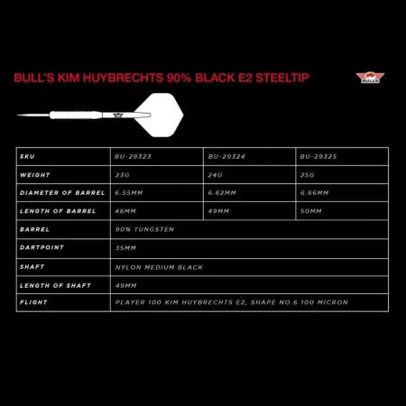 Bull's NL Šipky Steel Kim Huybrechts - Black E2 - 23g