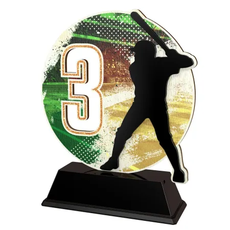 Dřevěná trofej PWT001M01 | Baseball Výška cm: 15, Barva: stříbro