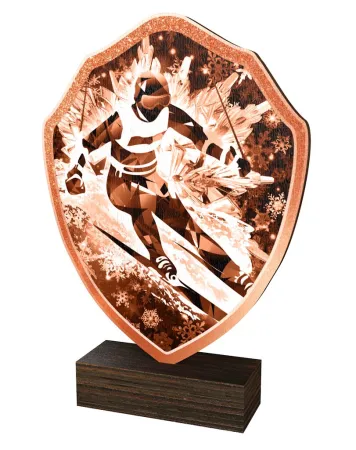 Dřevěná plaketa TFRW256 | Sjezdové lyžování Výška cm: 13,5