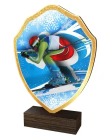 Dřevěná plaketa TFRW277 | Sjezdové lyžování Výška cm: 11,5