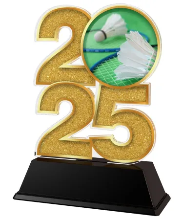 Akrylátová trofej C2025M18 | Badminton Výška cm: 15, Šířka cm: 10, bronz