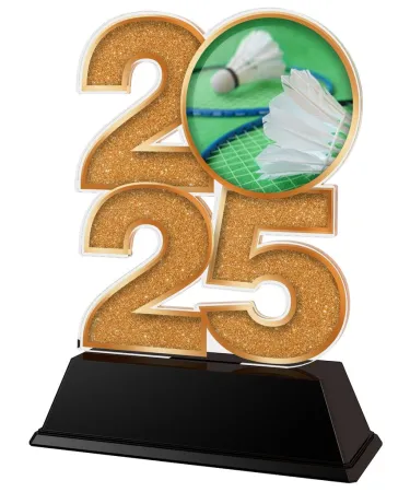 Akrylátová trofej C2025M18 | Badminton Výška cm: 15, Šířka cm: 10, bronz