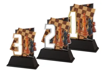Akrylátová trofej NCUF001M19 | Šachy Výška cm: 13, Barva: zlato