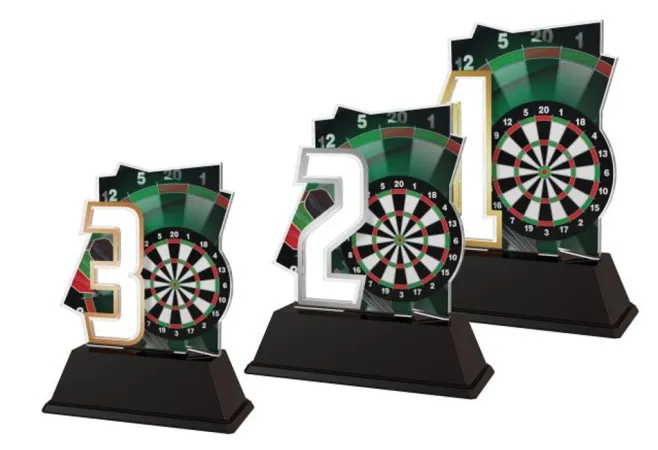 Akrylátová trofej NCUF001M21 | Šipky Výška cm: 13, Barva: stříbro