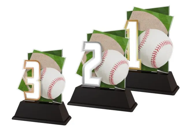 Akrylátová trofej NCUF001M3 | Baseball Výška cm: 14, Barva: zlato