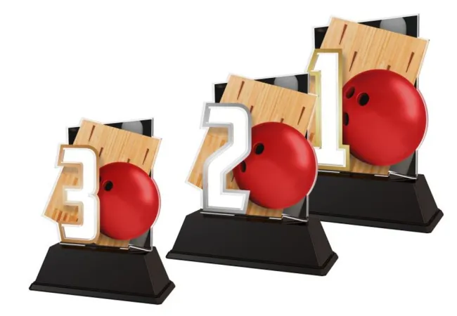 Akrylátová trofej NCUF001M6 | Bowling Výška cm: 14, Barva: bronz