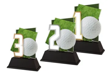 Akrylátová trofej NCUF001M9 | Golf Výška cm: 13, Barva: zlato