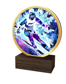 Dřevěná plaketa TFRW753 | Sjezdové lyžování Výška cm: 9,5