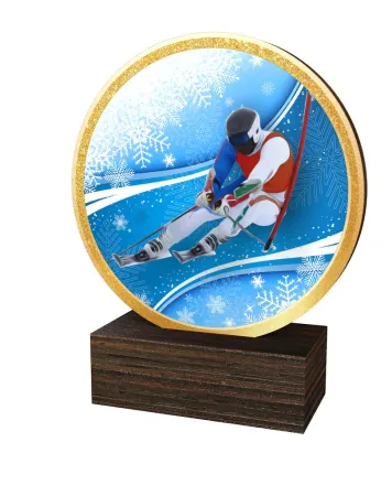 Dřevěná plaketa TFRW773 | Sjezdové lyžování Výška cm: 12,5