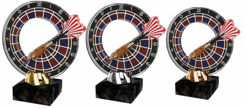 Akrylátová trofej ACL2101M34 | Šipky Výška cm: 13, Barva: stříbro