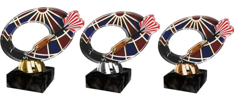 Akrylátová trofej ACL2102M36 | Šipky Výška cm: 12, Barva: bronz