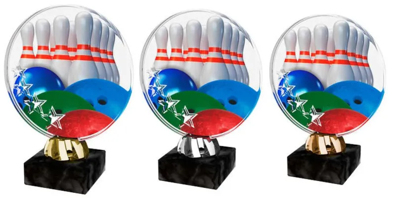 Akrylátová trofej ACL2103M27 | Bowling Výška cm: 14, Barva: zlato
